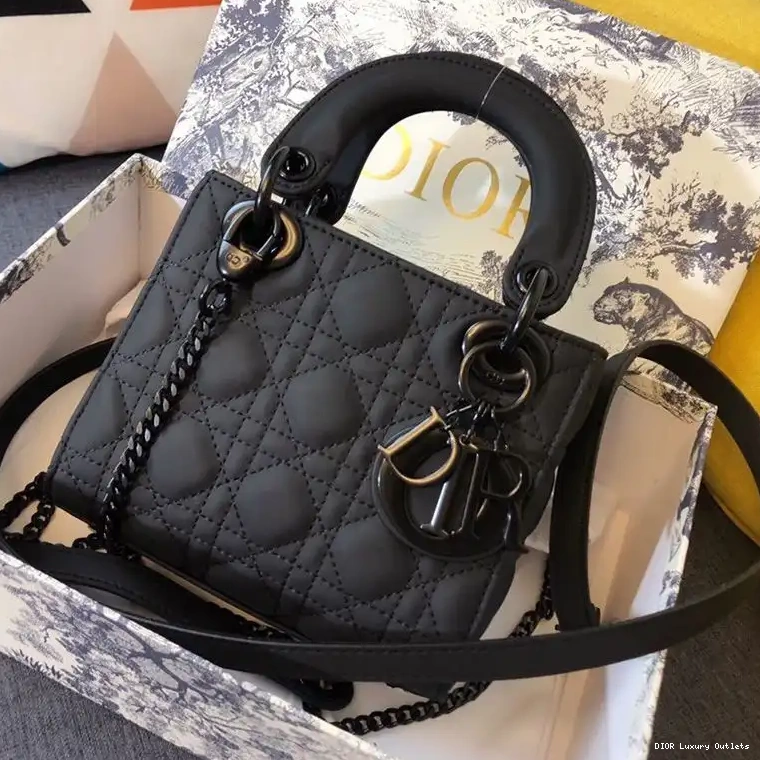 Dior Bag Calfskin Black Mini Lady Ultramatte 0508 Luxury